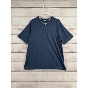 Lucchese V-Neck Short Sleeve T-Shirt Mens XL Blue Gray Stretch